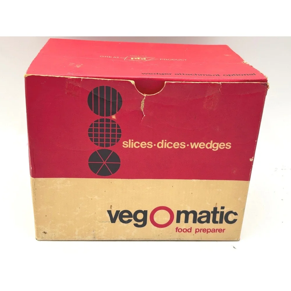 Vintage Veg-O-Matic Food Preparer PBI 1960s Kitchen Slicer Dicer with Box Manual